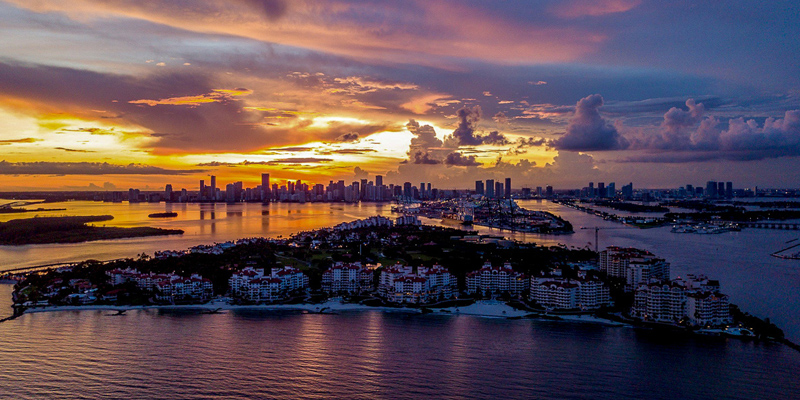 Miami Beach & Downtown at Sunset - View